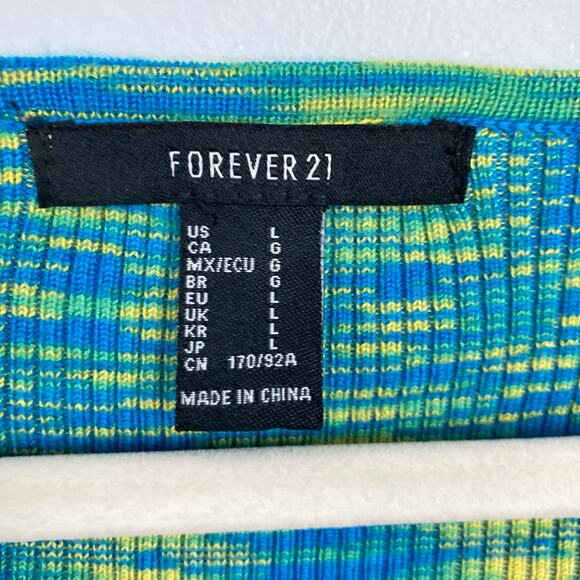 Y2K Forever 21 Womens L FLAW Blue Green Square Neck Space Dye Crop Top Festival - Picture 5 of 8